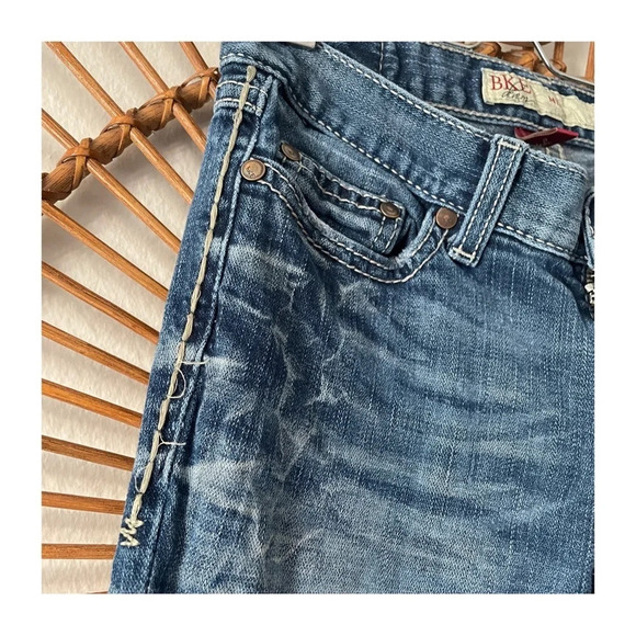BKE Y2K Denim Distressed Mya Low Rise Boot Cut Jeans Sz 26 - Picture 6 of 12
